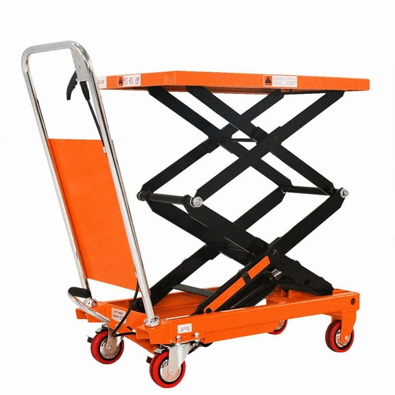 Tory Carrier 770lbs Double Scissors Lift Cart 35.8"X19.7"X2" Table Size 51.2" Max. Lift W/ Foot Brake