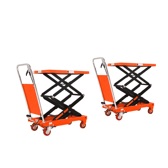 Tory Carrier Double Scissors Lift Table Cart 330lbs Platform Trolley W/ 43.3" Lift in 2 Units.