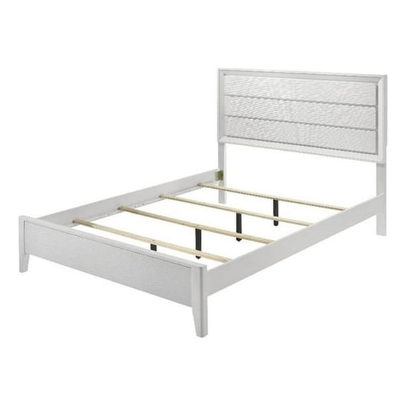 Tory King Size Bed-Wave Texture and Mitered Corners-Modern White