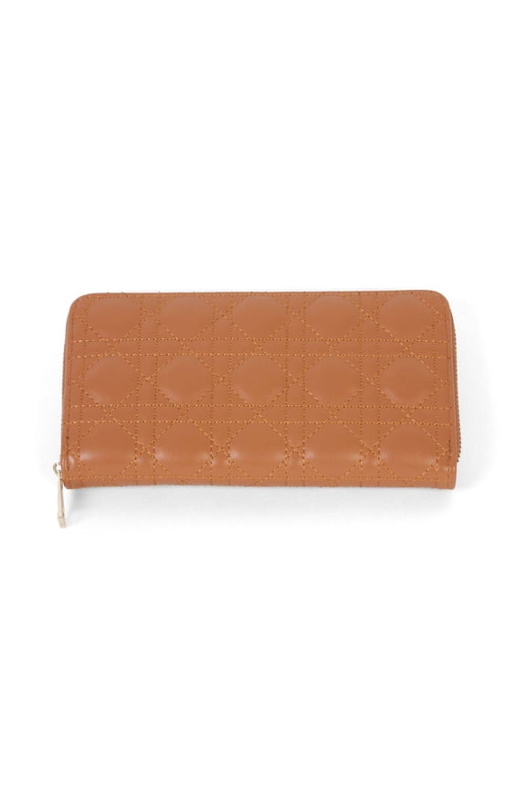 Womens Zip-Around Embossed Wallet Organizer - Tan