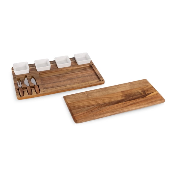 Toscana Picada Tapas & Cheese Board Set with Dip Bowls, Acacia Wood