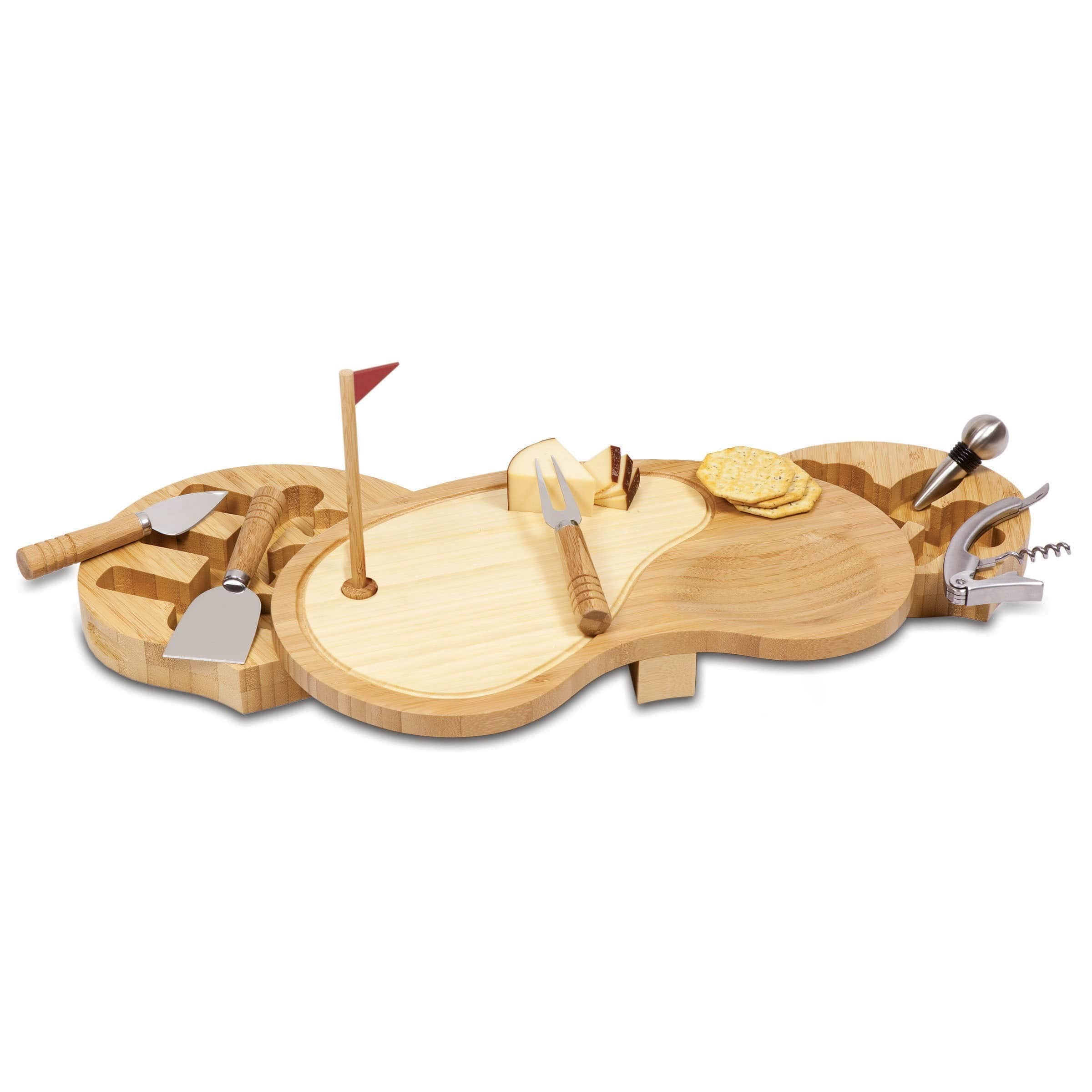 Bamboo Golf-Themed Cheese Board and Tool Set, 8 Piece