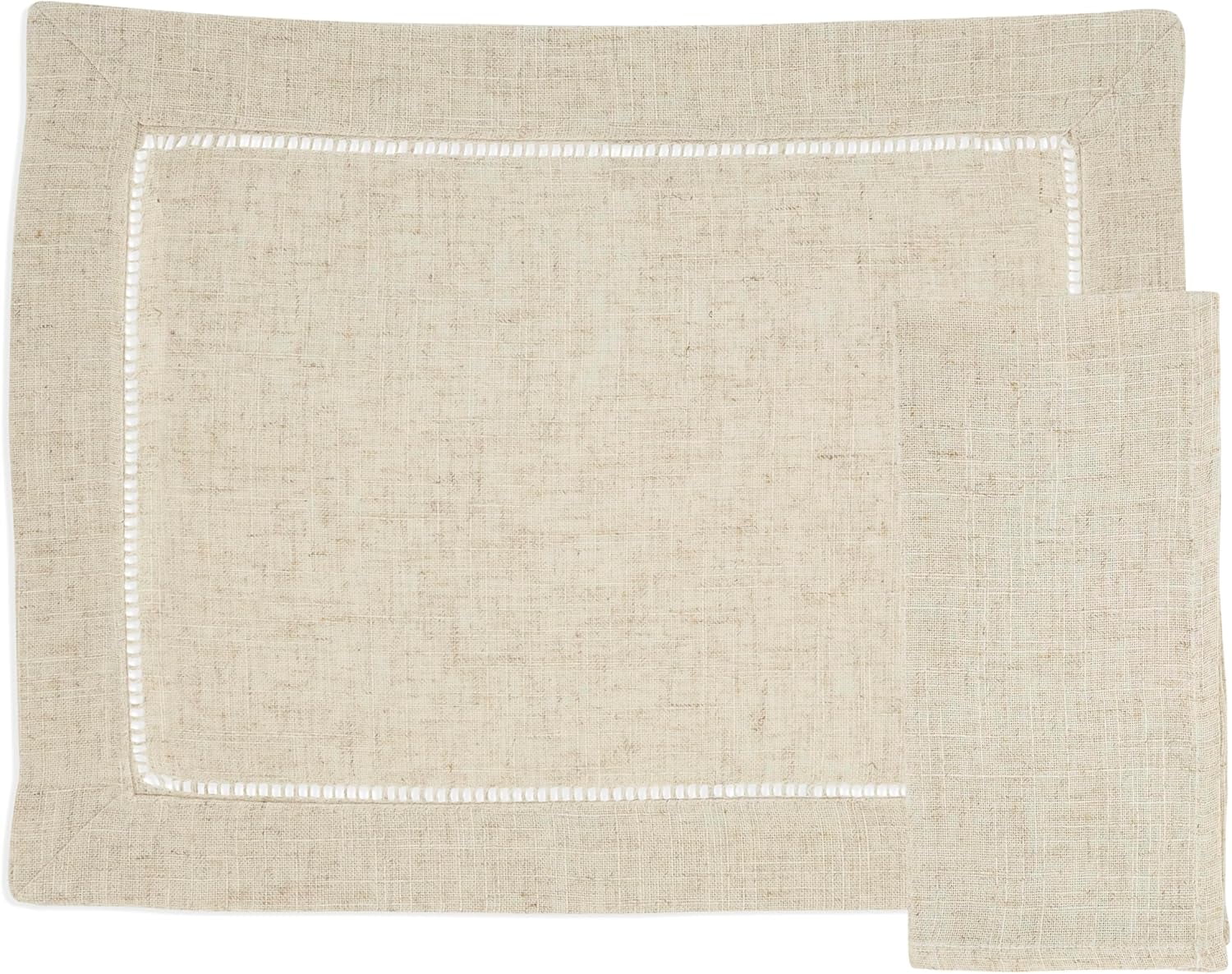 Beige Linen Toscana Placemat and Napkin Set, 20" x 14"