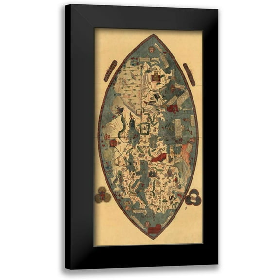 Toscanelli, Paolo del Pozzo 9x14 Black Modern Framed Museum Art Print Titled - Genoese World Map