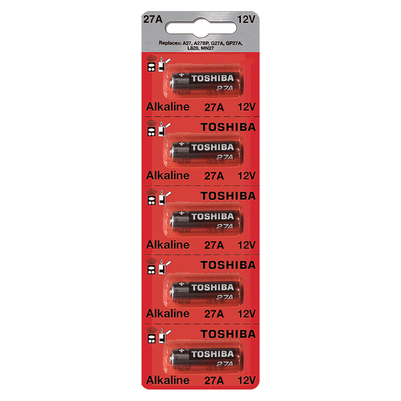 Toshiba 27A 12V Alkaline Battery 27A A27BP G27A GP27A L828 MN27 (5 Batteries)