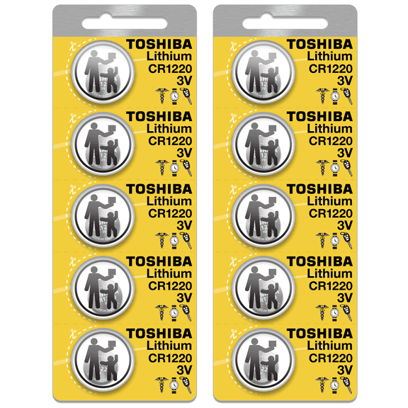 Toshiba CR1220 3V Lithium Coin Cell Battery Pack of 10