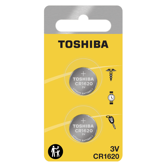 Toshiba CR1620 Battery 3V Lithium Coin (2 Count)