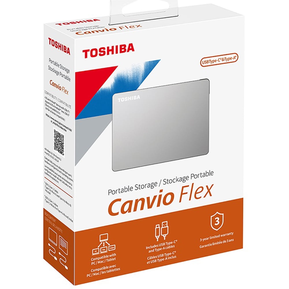 Hard External Portable Flex Canvio Toshiba Silver 2TB Drive