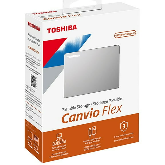 Toshiba Canvio Flex Portable External Hard Drive 1TB Silver