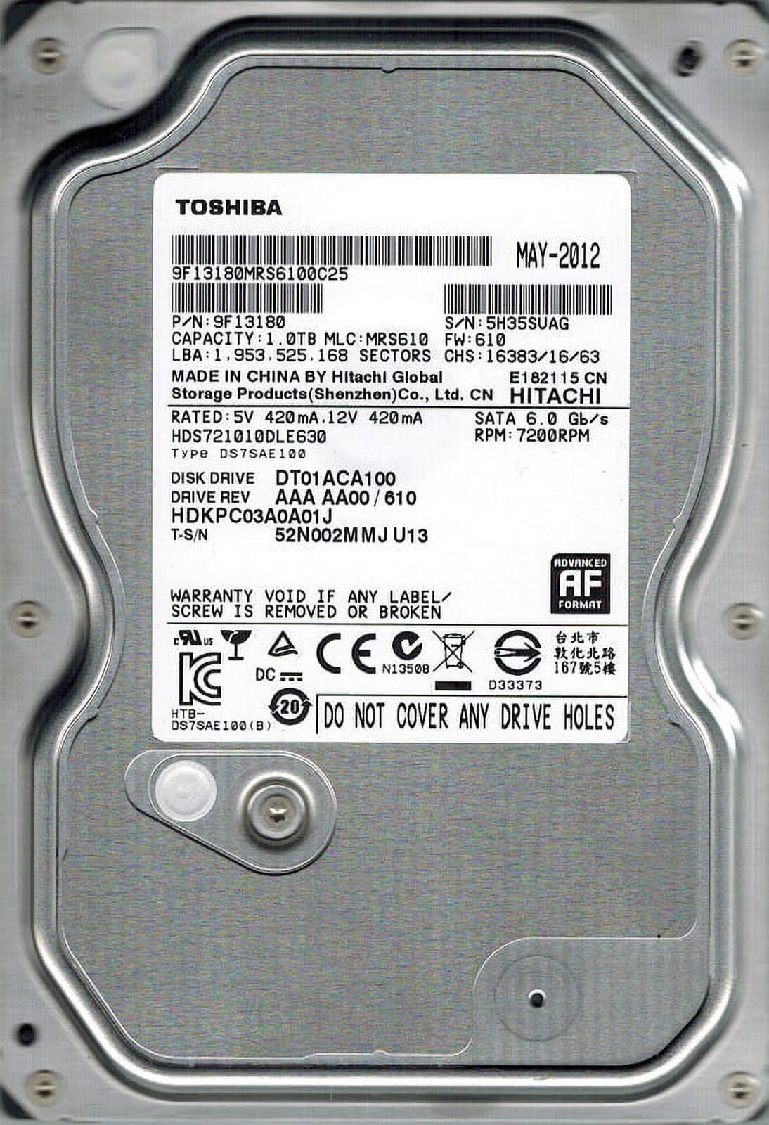 TOSHIBAl HDD 1TB 2台 DT01ACA100 稼働短い② DT01ACA100 Toshiba Desktop 1TB 7200RPM SATA 6Gbps 32MB Cache (512e