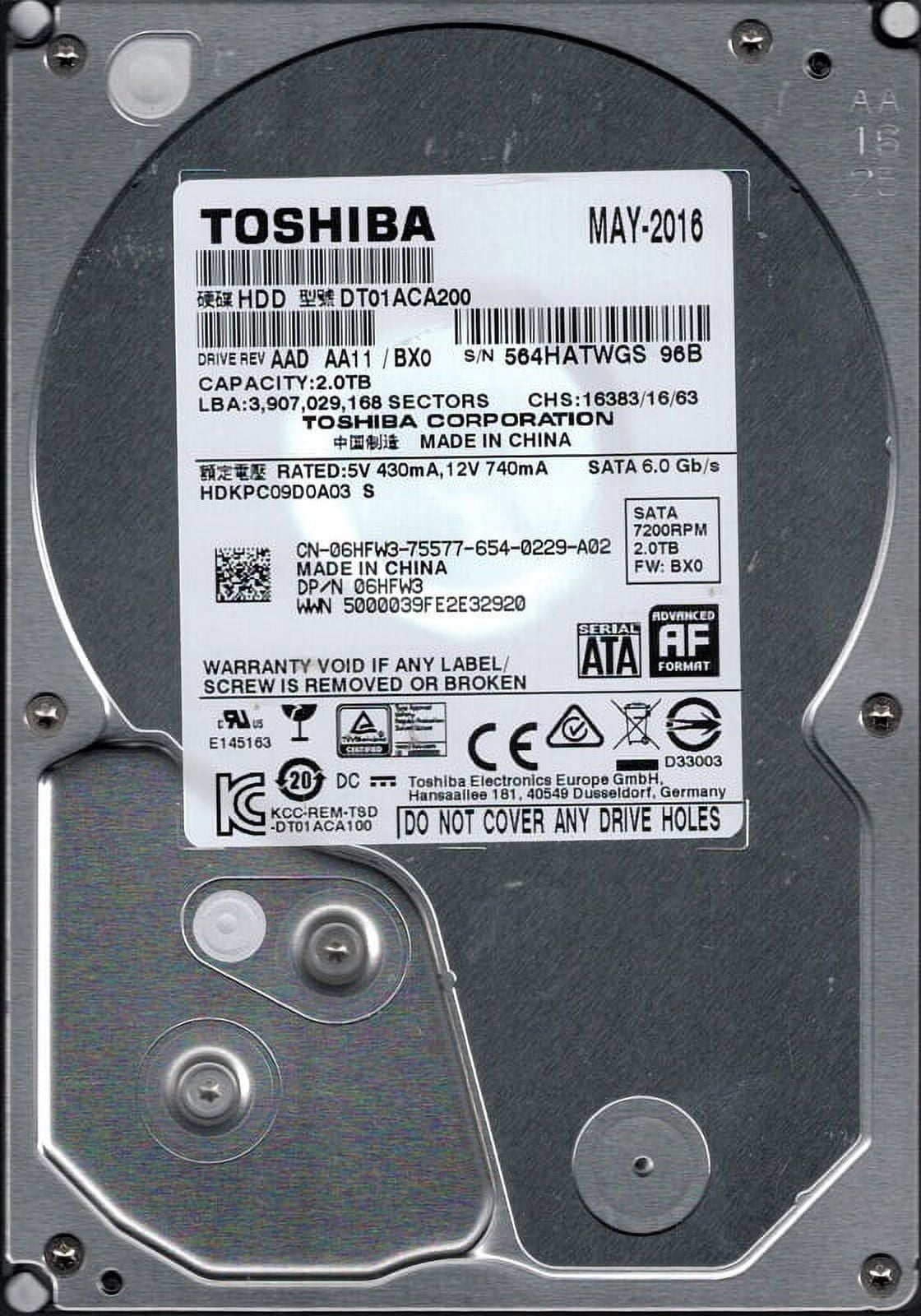Toshiba DT01ACA200 AAD AA11/BX0 2TB