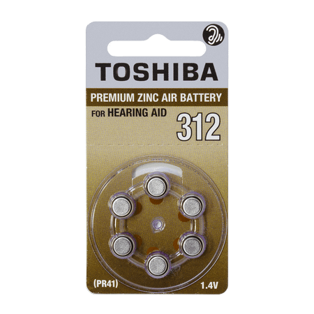 Toshiba Hearing Aid Batteries Size 312, PR41, (60 Batteries)