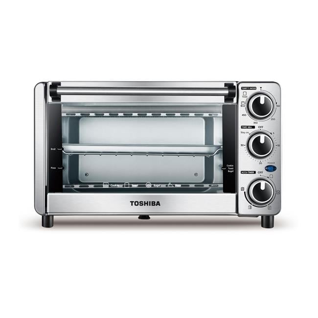 Toshiba 4 Slice Toaster Oven, Stainless Steel, Auto-Glide Rack
