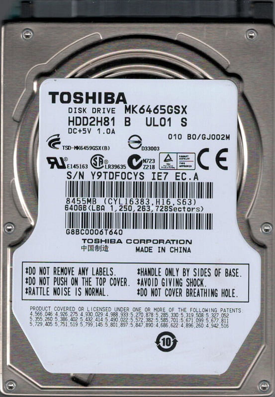 Disque Dur Interne Toshiba MK6465GSX 2.5'' - Pièce G002641A Pour PC Portable - Occasion