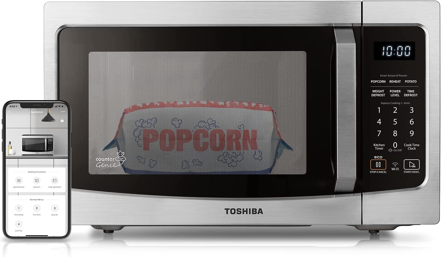 Toshiba MLEM34P(SS) Smart Countertop Microwave Oven Works with Alexa, Humidity Sensor and Sound