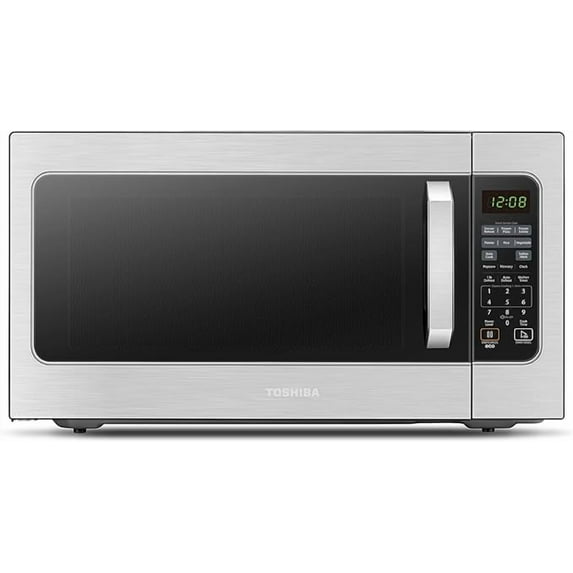 Toshiba Countertop Microwave Oven, 2.2 Cu Ft, 1,200 Watts, Humidity Sensor, 6 Presets, Mute Function, Stainless Steel