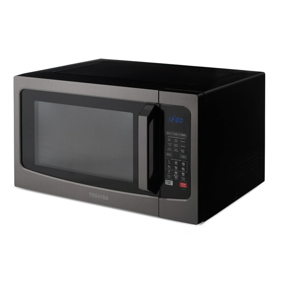 Toshiba Smart Sensor LED Light 1.5 Ft Stainless Convection Microwave Oven, Black