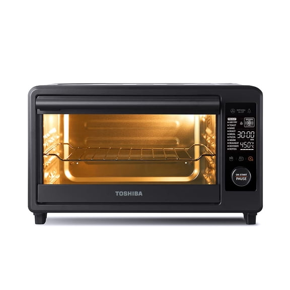 Toshiba TL2-AC25CZA(GR) Air Fryer Toaster Oven, 6-in-1 Digital Convection Oven for 9 Cooking Presets, 6-Slice Bread/12-Inch Pizza, 1750W, Charcoal Grey