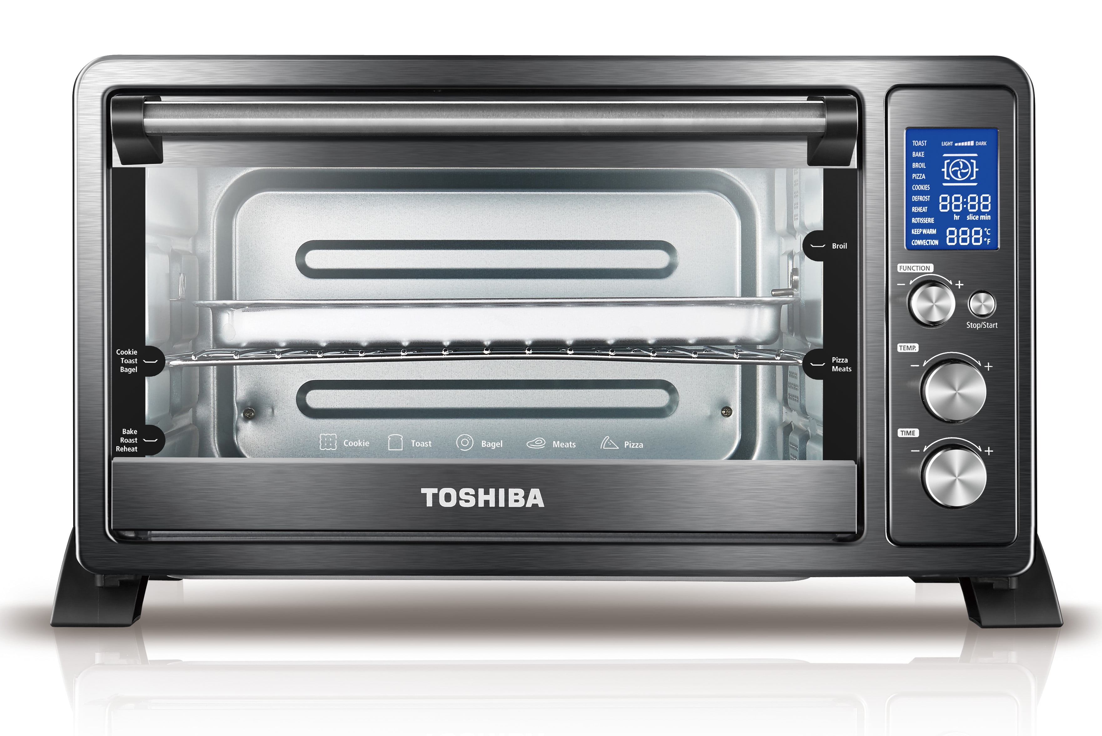 Toshiba TLAC25CZST Digital Convection Toaster Oven, Black Stainless