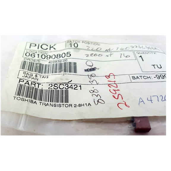Toshiba VCR Replacement Transistor Part No. 2SC3421