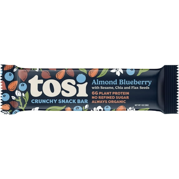 Tosi Crunchy Snack Bar, Almond Blueberry, Organic - 1 oz