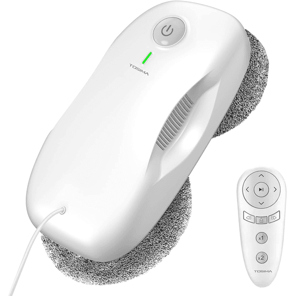 Tosima W2 Window Cleaner Robot, Automatic Cleaning with Intelligent Path Planning, 3800Pa Suction Power, Edge Detection Technology, Remote Control, White