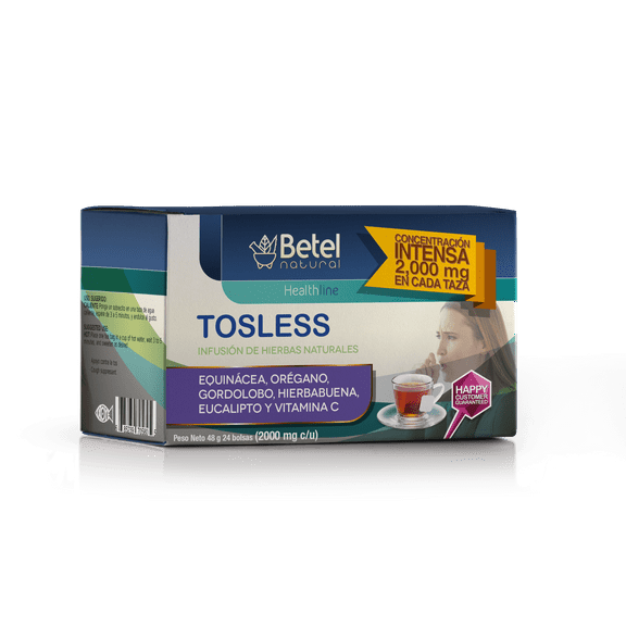 Tosless Tea - All Natural Aid for Cold and Cough - 24 Tea Bags - Betel Natural
