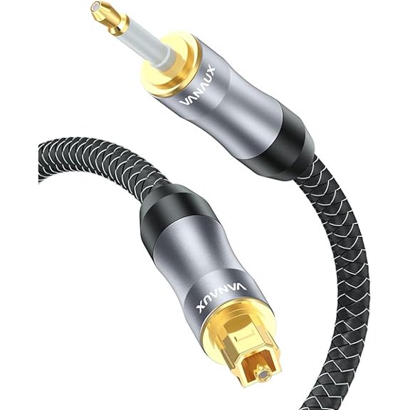 Toslink to Mini Toslink Digital Optical Cable,S/PDIF Fiber Optic Audio Cable,24K Gold Plated for TV,DVD Player,Soundbars,Stereo Systems (2ft/0.6m)