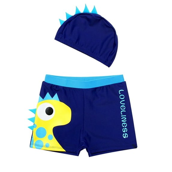 Tosmy Boy's Swimsuit Kids Toddler Baby Boy Cartoon Swim Shorts Beach Bathing Swimsuit With Swimming Cap 2 Piece Swimwear Set Beach Shorts
