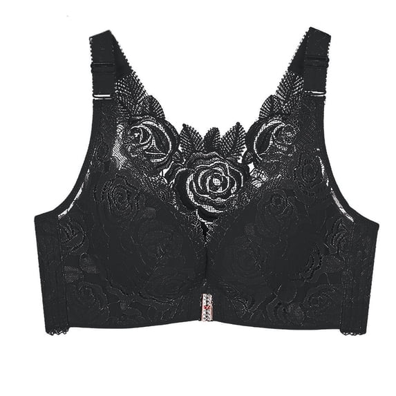 Tosmy Bras For Women Front Side Buckle Lace Edge No Underwire Movement Seamless Gathering Adjustment Yoga Sleep Large Bra Breathable
