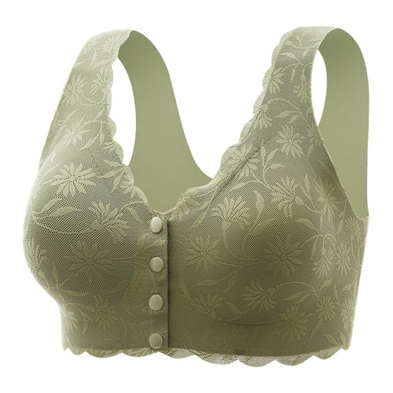 Tosmy Bras For Women Front Side Buckle Lace Edge No Underwire Movement Seamless Gathering Adjustment Yoga Sleep Large Bra Everyday Bras