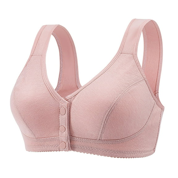 Tosmy Bras For Women Womens No Steel Ring Front Close Bra T Back Plus Size Seamless Unlined Bra For Large Bust Comfort Bra