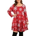 Tosmy Dresses For Women Ladies Christmas Dress 3/4 Sleeve Casual Swing