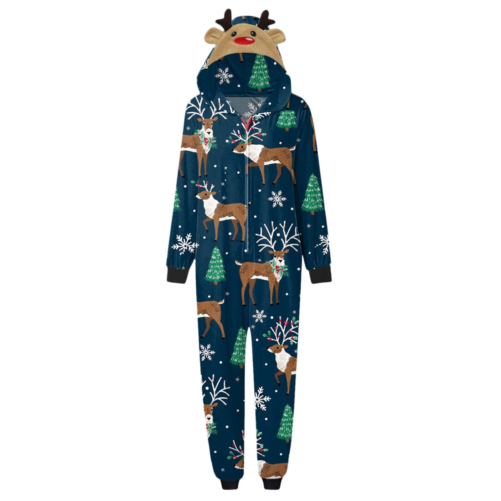 Tosmy Family Christmas Pajamas 2023 Classic Print Hooded Jumpsuit