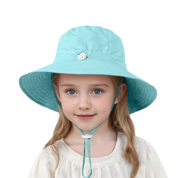 Tosmy Girls Sun Hat For Kids Toddler Wide Brim Bucket Hat Upf 50+ Solid Color Sun Hat For Beach Summer Outdoor Fashion For 7-10 Years