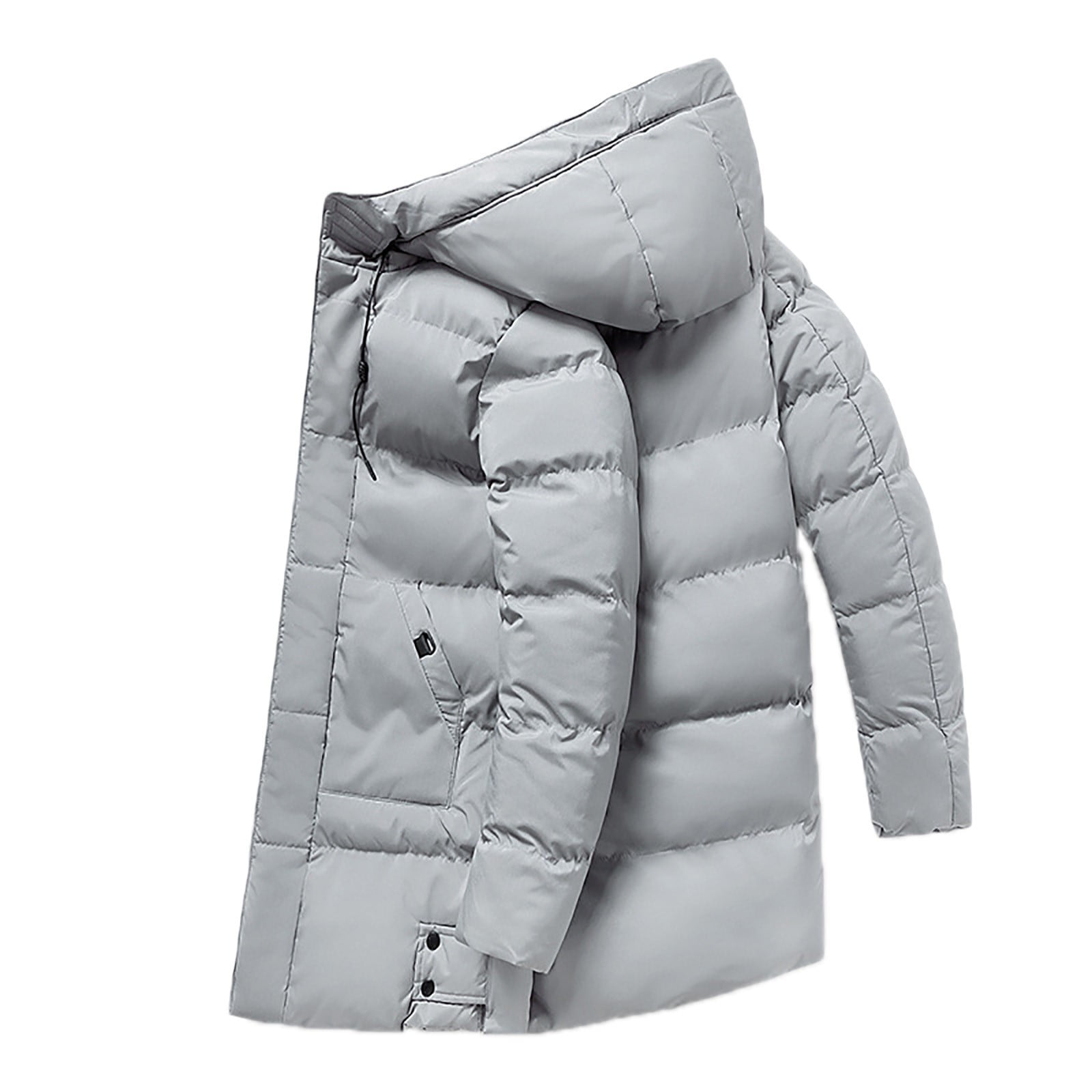 Winter Black Parka Jacket Men Men'S Autumn& Solid Color Long
