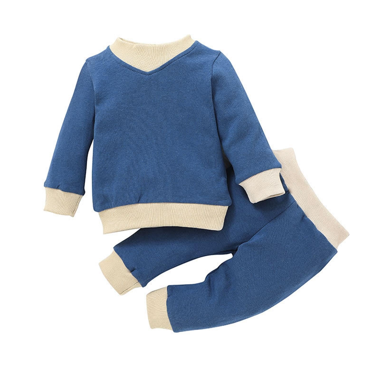 Tosmy Kids Outfit Soft Cotton Warm Mid High Collar Solid Color Splicing
