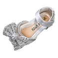 thumbnail image 1 of Tosmy Kids Sandals Fashion Summer Girls Performance Dance Shoes Pearl Sequin Shiny Bow Hook Loop Light For 10.5-11 Years, 1 of 9