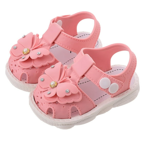 Tosmy Kids Sandals Boys And Girls Baby Toddler Shoes Summer Bow Pearl Home Daily Wear Sandals For 9-12 Months