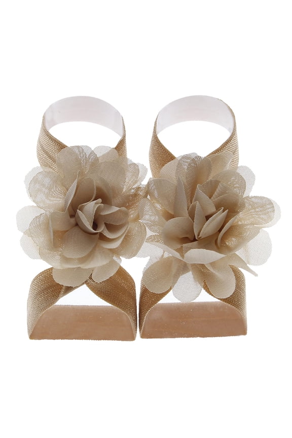 Kids Sandals Solid Chiffon Flower Barefoot Sandals Feet Accessories For Baby Girls Newborns Infants Toddlers Kids