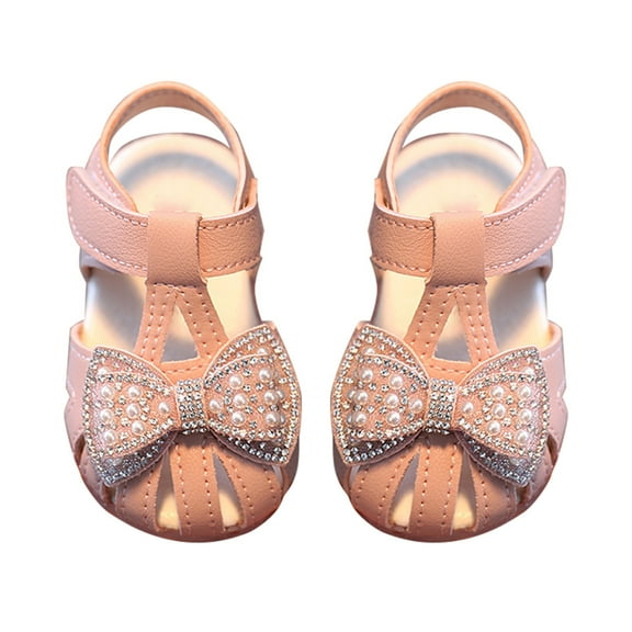 Tosmy Kids Sandals Toddler Girls Breathable Princess Shoes Summer Shoes Baby Soft Soled Toddler Shoes For 3-6 Months