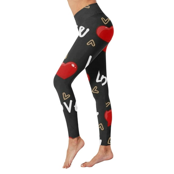 Tosmy Leggings For Women Valentine's Day Print High Waist Yoga Pants For Women's Tights Compression Yoga Running Fitness High Waist Leggings Yoga Pants For Women