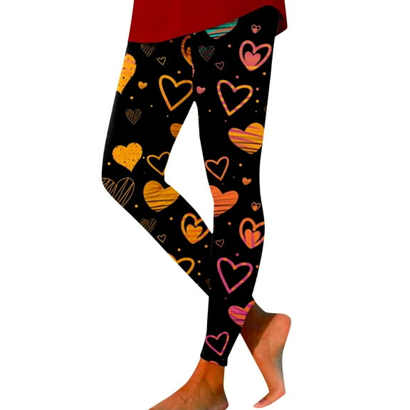 Tosmy Leggings For Women Valentine's Day Women's Valentine Print Exercise Yoga Leggings Casual Comfort Leggings Home Soft