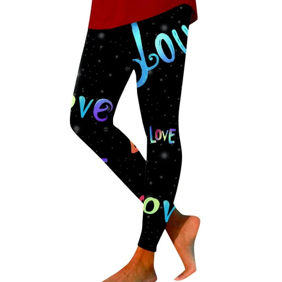 Tosmy Leggings For Women Valentine's Day Women's Valentine Print Exercise Yoga Leggings Casual Comfort Leggings Home Soft