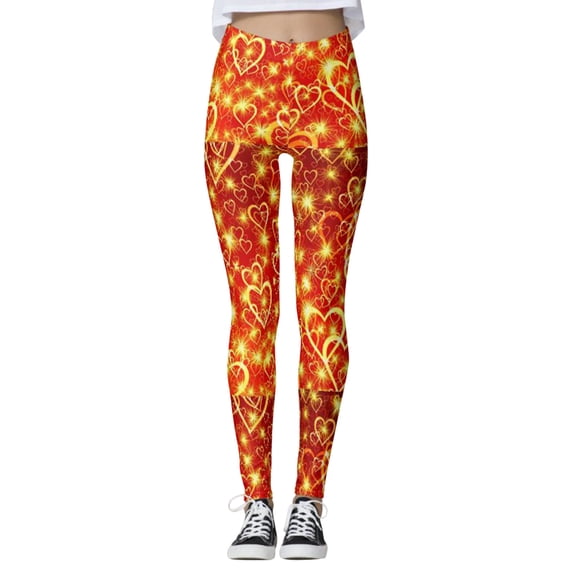 Tosmy Leggings For Women Womens Valentine's Day Print Pants Leggings Running Pilates Long Leggings Soft