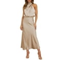 thumbnail image 1 of Tosmy Maxi Dresses For Women Ladies Summer Long Formal Satin Dress Neck Sleeveless Side Slit Flowy Maxi Tank Dresses Prom Dress, 1 of 8