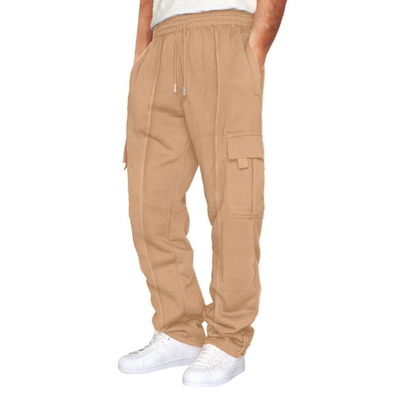 Tosmy Men's Pants Male Hiking Cargo Pants Relaxed Fit Drawstring Elastic Waist Joggers Sweatpants Sports Trousers With Pockets Comfortable