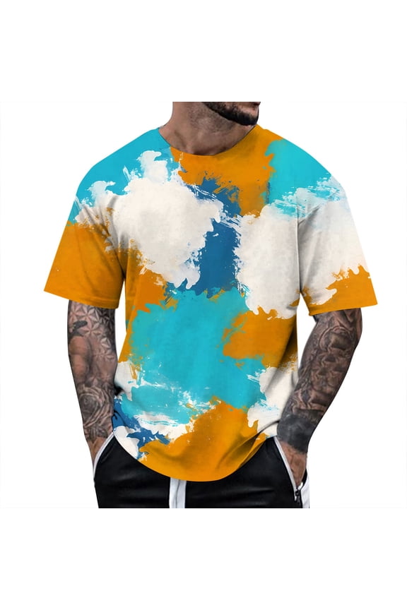 Men's T-Shirts Male Spring Autumn Floral Print Short Sleeve Crew Neck Tshirt Fashion Trend Bottoming Shirt Soft T-Shirt For Men