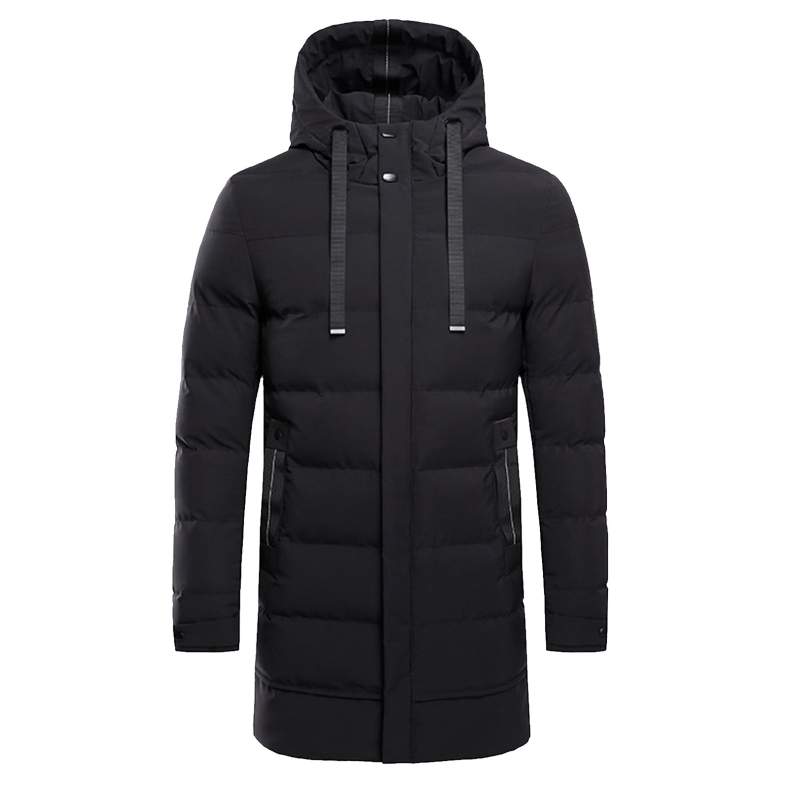 Tosmy Men's Winter Coats Mens Simple Solid Color Pocket Hooded Medium