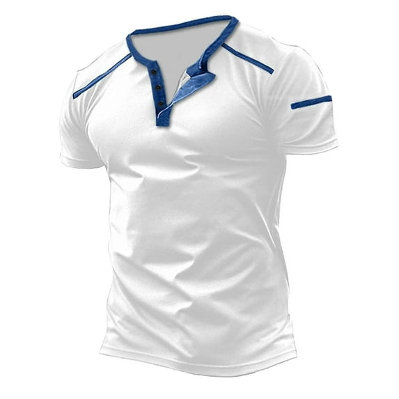 Tosmy Mens Polo Shirt Male Summer Half Cardigan Ribbon Contrast Color Casual Short Sleeve Thin Male Bottoming Mens Shirt